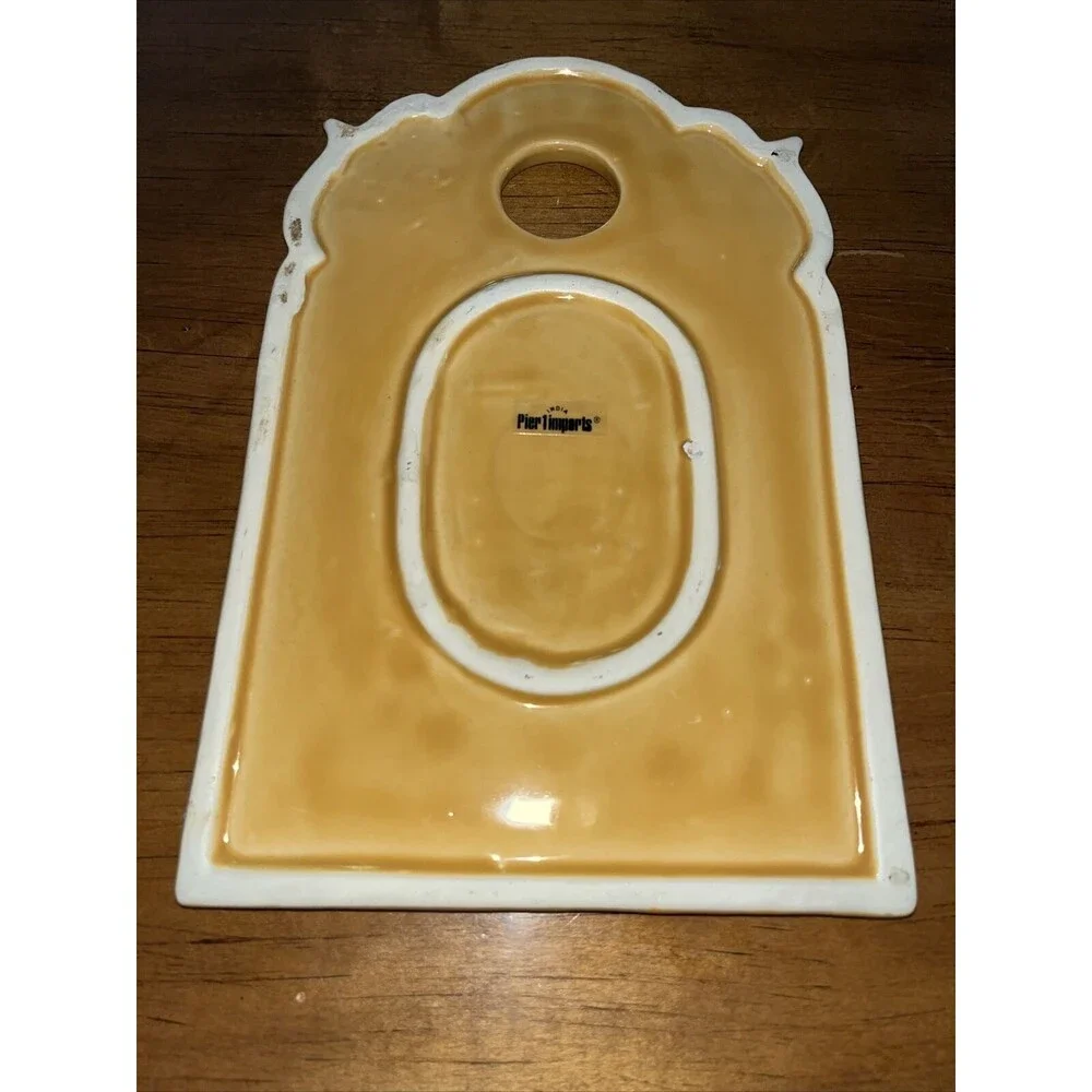 Pier 1 Cheese  Ceramic Platters Yellow w Brown